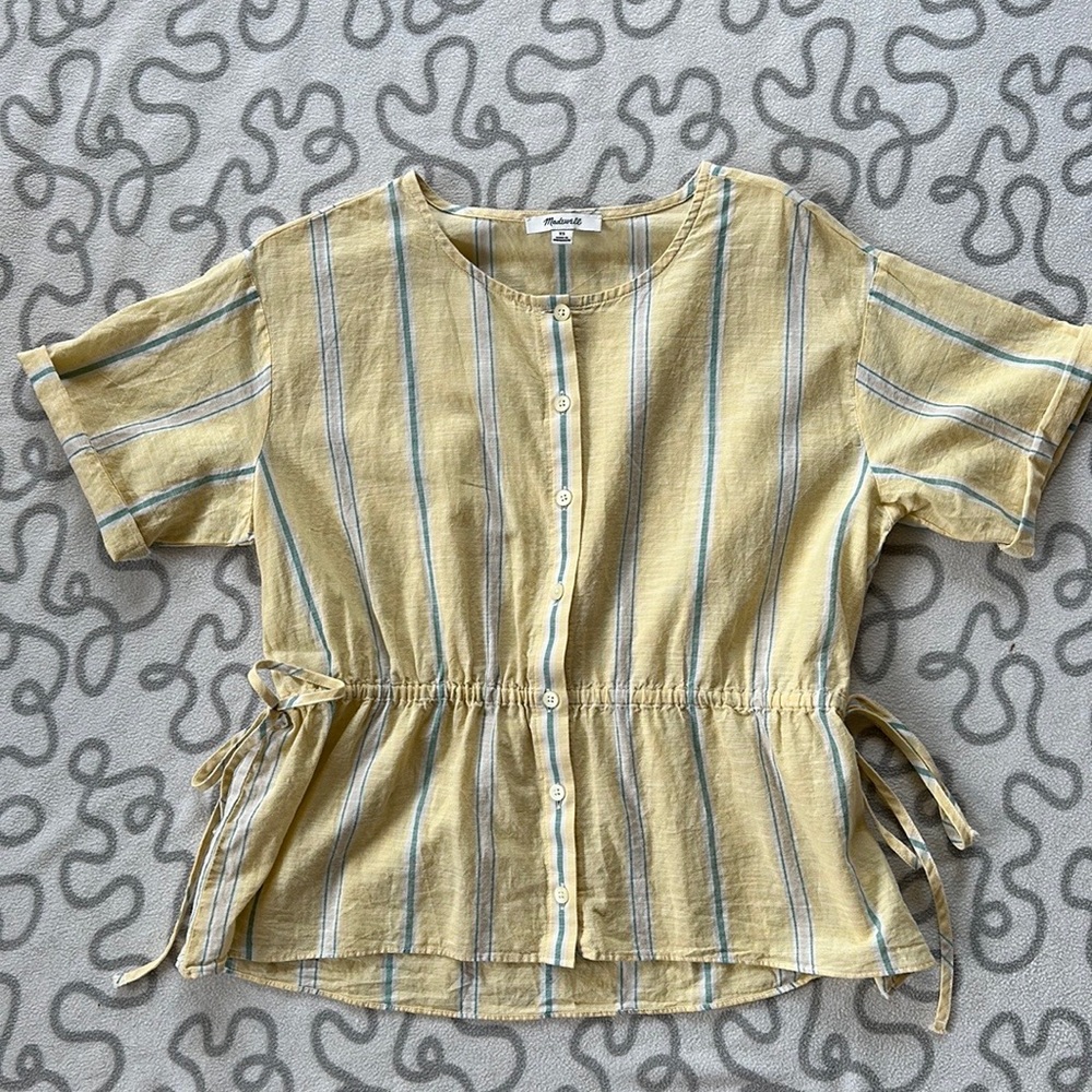 Madewell Drawstring-Waist Shirt in Atlantic Stripe - Picture 3 of 9